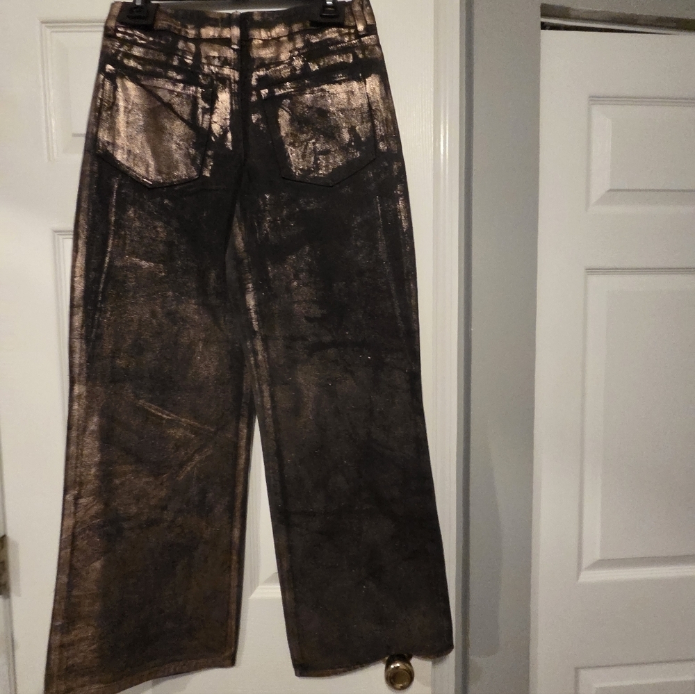 NWT- Gianni Bini Metallic Bronze High-Rise Pants - Picture 11 of 13